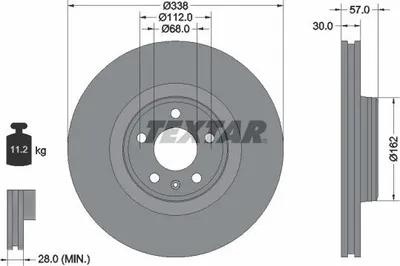 Produktbild von 2x TEXTAR Bremsscheibe 92282605 für AUDI A4 B9 Avant (8W5 8WD) Q5 (FYB) 57mm