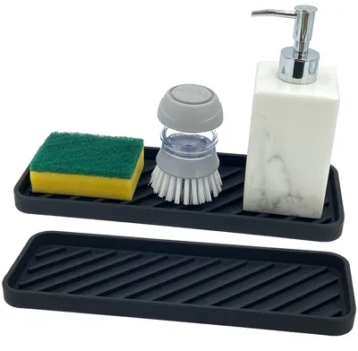 Zdjęcie produktu dla Organizer do zlewu, silikonowy, 30 cm - organizer kuchenny - mata do suszenia - można myć w zmywarce - 2 sztuki - antypoślizgowa konstrukcja - organizer kuchenny
