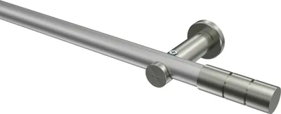 Produktbild von Interdeco Gardinenstange / Vorhangstange Silbergrau / Edelstahl-Optik, Typ Platon Elanto (Rillenzylinder) ohne Ringe, 20 mm Ø 1-läufig, 180 cm