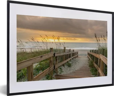 Produktbild von MuchoWow® MuchoWow® Gerahmtes Poster Strand - Meer - Düne - Weg 60x40 cm - Poster mit zchwarzem Bilderrahmen - Schlafzimmer - Plakat in Rahmen - Drucken