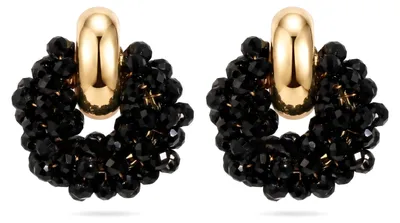Produktbild von Schwarz Kristall Ohrringe Damen Statement Hängend Boho Handgefertigt Elegant Party Hochzeit Urlaub Leicht Ohrstecker