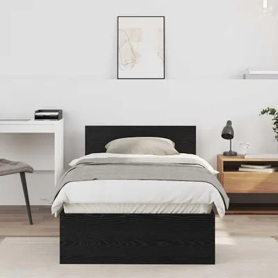 Zdjęcie produktu dla Maison Exclusive – rama łóżka w kolorze czarnego dębu 75 x 190 cm materiał drewnopochodny