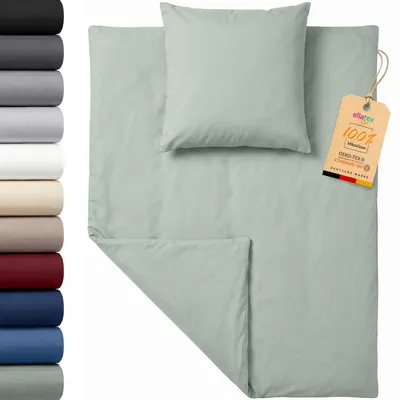 Produktbild von EllaTex Premium Mikrofaser Bettwäsche 135x200 + 80x80 cm – weiches Bettwäsche Set mit Reißverschluss, Farbe: Mint