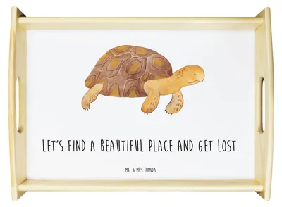 Produktbild von Mr. & Mrs. Panda Tablett Schildkröte Marschieren - Weiß - Geschenk, Dekotablett, Schildkröten, Abenteuer, betttablett holz, Meer, Motivation, sofatablett, Serviertablett