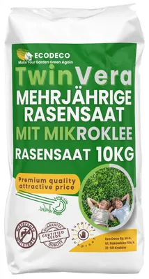 Obrázok produktu pre Osivo trávnika s mikrojetelom Pipolina 10 kg na 400 m² – trávnik odolný voči suchu, samohustnúci – osivo trávnika na jarnej dosievku