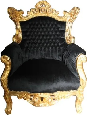 Produktbild von Casa Padrino Barock Sessel Al Capone Schwarz / Gold 90 x 80 x H. 120 cm - Antik Stil Möbel