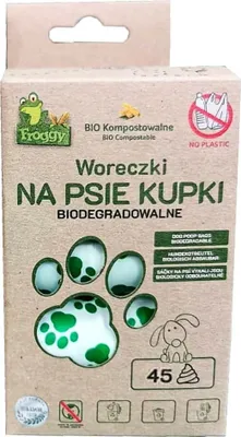 Immagine prodotto di SACCHETTI PER ESCREMENTI CANINI (COMPOSTABILI E BIODEGRADABILI) 45 pezzi - FROGGY