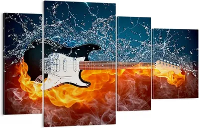 Produktbild von Bild auf Leinwand - Leinwandbild - Gitarre Instrument Musik - 120x70cm - Wand Bild - Wanddeko - Leinwanddruck - Bilder - Kunstdruck - Wanddekoration - Leinwand bilder - Wandkunst - DL120x70-0215