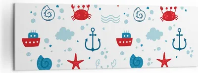 Produktbild von Bild auf Leinwand - Leinwandbild - Meer Boot Anker Schiff - 160x50cm - Wand Bild - Wanddeko - Leinwanddruck - Bilder - Kunstdruck - Wanddekoration - Leinwand bilder - Wandkunst - AB160x50-2889