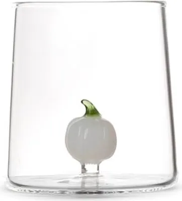 Image de Verre borosilicaté transparent avec décoration miniature en forme de citrouille en verre blanc