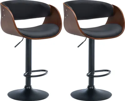 Produktbild von 2er Set Barhocker HLO-CP292 Kunstleder B  walnuss/schwarz