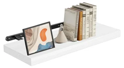 Image de Étagère murale, étagère murale blanche de 40 cm, étagère murale décorative, lot de 1, décoration murale de 40 cm pour la salle de bains, la cuisine, le salon et la chambre à coucher