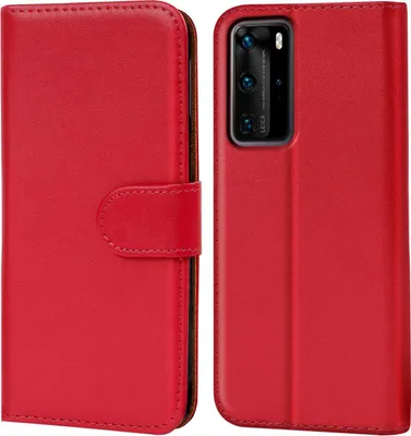 Produktbild von Conie Klapp Tasche für Huawei P40 Pro Kartenfach Rundumschutz Hülle in Rot