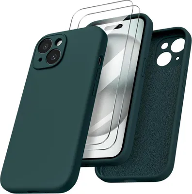 Obrázek produktu pro iPhone 15 pouzdro olivově zelená tekutá silikonová ochrana fotoaparátu 6,1 palce