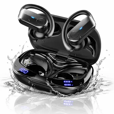 Obrázek produktu pro Bezdrátová sluchátka Bluetooth, 70 hodin výdrže, sluchátka do uší, sportovní provedení, IP8, barva: černá