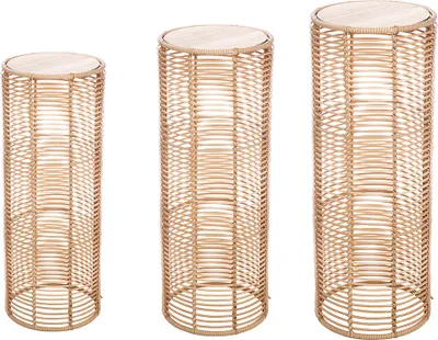 Produktbild von Gilde 3er Set, Säule, zylindrisch, "Rotin", Polyrattan, naturfarben, VE 1 52846 4063387528464
