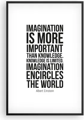Produktbild von Gerahmtes Poster - Schwarzer Rahmen - Einstein Maxim Imagination - 61x91,5 cm - Wand Bild - Wanddeko - Wandbilder - Wandposter - Bilderrahmen - Bilder - Kunstdruck - Wandbild - P2BPA61x91-4178