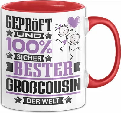 Produktbild von Großcousin Geschenk Lustiger Spruch für Großcousin Geschenkidee Bester Großcousin Der Welt (Rot)