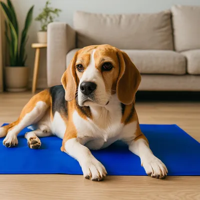 Produktbild von belviona Kühlmatte für Hunde, selbstkühlende Hundematte ohne Strom oder Wasser, faltbar, robust & pflegeleicht, 90x50 cm, blau