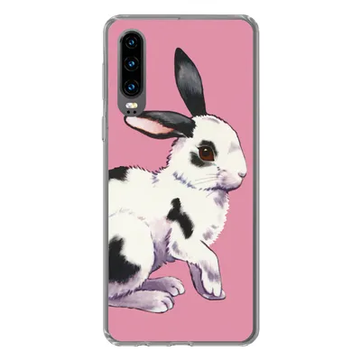 Produktbild von MuchoWow® Handyhülle Schutzhülle Hülle für Huawei P30 Kaninchen mit rosa Hintergrund Silikon Softcase Handy Hülle - Kartenbesitzer