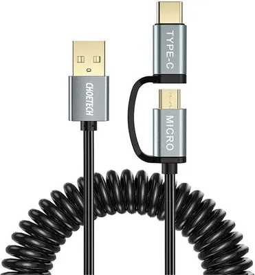 Zdjęcie produktu dla Kabel 2w1 Choetech, USB na USB-C, Micro USB, 1,2m, czarny