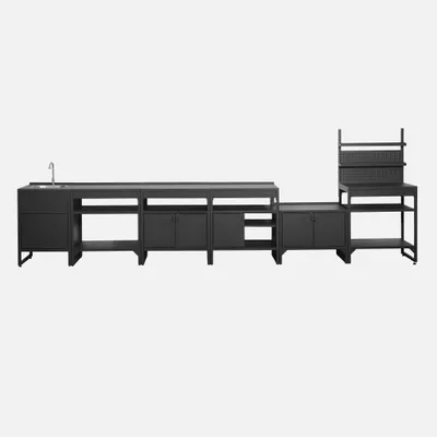 Produktbild von sweeek - Outdoor-Küche 6 Module Edelstahl - Schwarz