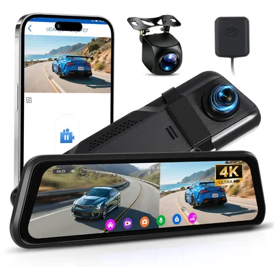 Immagine prodotto di Dashcam per auto con registrazione in 4K, telecamera posteriore in 1080P e schermo touchscreen HD
