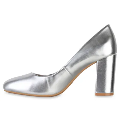 Produktbild von van-hill Damen Pumps, Silber, Gr. 40, Innensohlenlänge: 23,5 cm, Absatzhöhe: 8,5 cm, Schafthöhe: 5,5 cm, Obermaterial: Kunstleder, Laufsohle: Sonstiges Material, Modell-Nr.: 841385