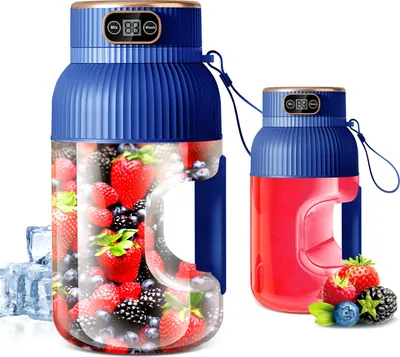 Produktbild von Tragbarer Mixer zur Herstellung von Säften und Milchshakes, 1200 ml großes Fassungsvermögen, 10-Klingen-Zyklon-Klingensatz, digitales