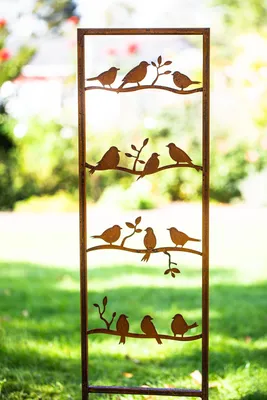 Produktbild von Schild Gartenschild Edelrost Gartenstecker Rost zum Einstecken rostige Gartendeko Vögel Vogel Spatzen Dekoration Beetstecker