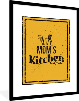 Produktbild von MuchoWow® Gerahmtes Poster Küche - Mama - Vintage 60x80 cm - Poster mit Schwarzem Bilderrahmen Wandposter Rahmen Foto Bilder - Wohnzimmer - Dekorationen - Prämie