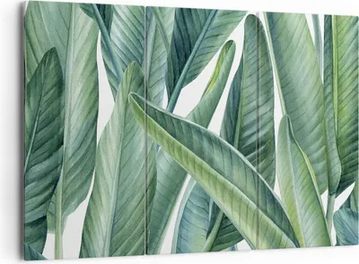 Produktbild von Bild auf Leinwand - Leinwandbild - 3 Teile - Exotisch Blätter Grün - 165x110cm - Wand Bild - Wanddeko - Wandbilder - Leinwanddruck - Bilder - Wanddekoration - Leinwand bilder - CE165x110-4258