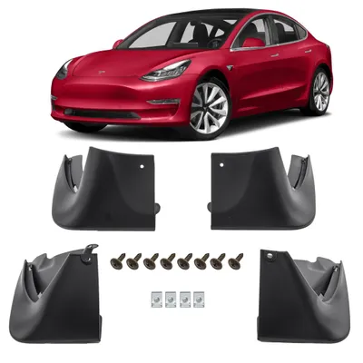 Produktbild von HERSTMOTO Schmutzfänger 4er-Set mit Befestigungssatz für Tesla Model 3 ab 2017, vorne und hinten  [4 Stück]