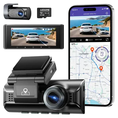 Produktbild von Dashcam Autokamera Doppelkamera - 4K vorne und 2,5K hinten - WLAN - GPS - 64 GB - 3,19 Zoll