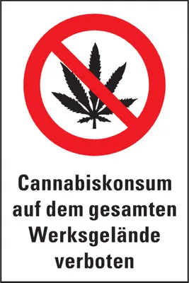 Produktbild von Dreifke® Verbots-Kombischild Cannabiskonsum auf Werksgelände verboten, Folie,...