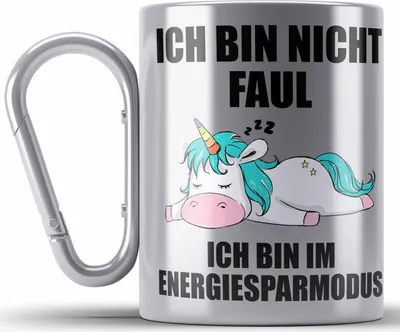 Produktbild von Trendation - Faule Kollegin Geschenk Arbeitskollege Lustige Edelstahl Tasse Karabiner mit Sprüchen (Silber)