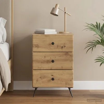Image de vidaXL Table de chevet en chêne Artisan 43 x 41 x 66,5 cm, bois d'ingénierie