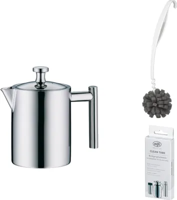 Immagine prodotto di alfi TEA POT Isolierkanne stainless steel polished – Vorteilsset mit Reinigungsbürste CLEAN FIX 30 cm + CLEAN TABS (20 Stück) | HAN 2109000060 | EAN 4002458471872