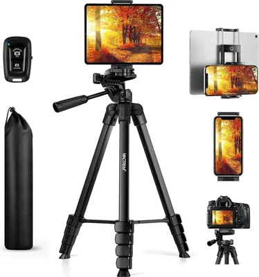 Zdjęcie produktu dla Statyw na telefon komórkowy 172 cm z pilotem Bluetooth, obrót o 360°, udźwig 3 kg