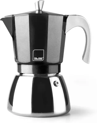 Obrázek produktu pro Espressova kávovar - Kávovar Moka - Příprava kávy - Vhodné pro indukční sporáky - 3 šálky - Černá barva