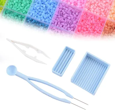 Produktbild von Perlen-Set mit 2 Pinzetten und Sortiertablett, 2,6 mm Perlen, für Schmuckherstellung