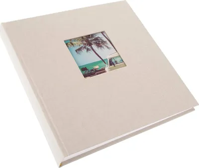 Produktbild von Fotoalbum Erinnerungsalbum 25 x 25 cm - 60 weiße Seiten - Leinen sandgrau - Fensterausschnitt-Gestaltung