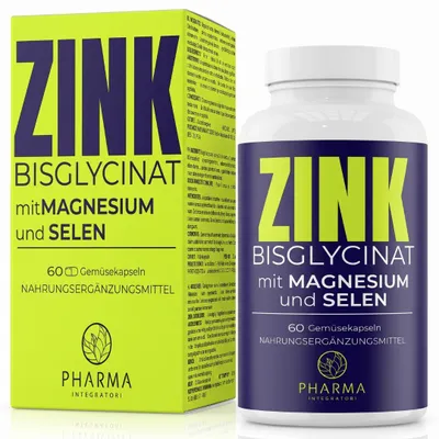 Immagine prodotto di Zinco con L-Carnitina, Calcio, Magnesio, Vitamina D3 e C, Rame, Selenio | Integratore Zinco Bisglicinato 15mg alto dosaggio - 60 capsule per 2 mesi