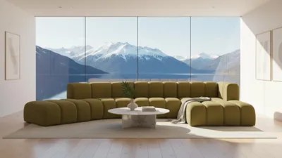 Produktbild von Kaiser Möbel Ecksofa L-Form GRAND Round, stoff Salvador, Olive, Rechts