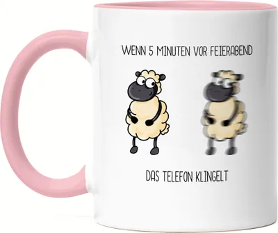 Produktbild von Feierabend Tasse Rosa Lustig mit Spruch Büro-Tasse Kollege Kollegin Chef Chefin Humor