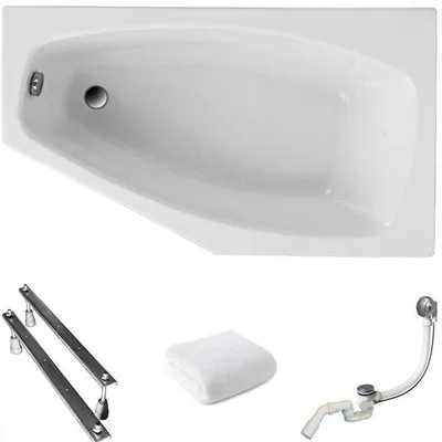 Produktbild von Aqua For You | Polimat Badewanne Marika - 140x80cm - Mit Siphon Und Füßen - Antibakterielle Beschichtung - Acryl - Eckbadewanne