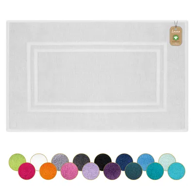 Produktbild von Lavea® Badematte 50x80 cm, Badezimmerteppich 100% Baumwolle, 800 g/m², saugstark, waschbar, Badvorleger, Frottierserie Bali – Weiß