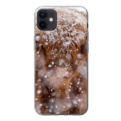 Produktbild von MuchoWow® Handyhülle Schutzhülle Hülle für iPhone 12 mini Schottischer Highlander - Hörner - Schnee Silikon Softcase Handy Hülle - Bild