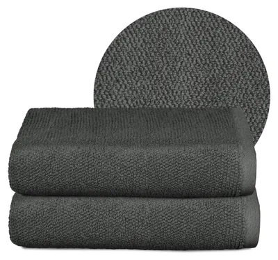 Produktbild von BEAUTEX Handtuch-Set Premium Frottier Sets, 100% Baumwolle 550g/m²,Dunkelgrau,Set: 2 Handtücher - 50x100 cm