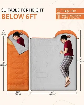 Produktbild von Famanu Schlafsack für Erwachsene 220×80 cm - Leichtgewicht für 3-4 Jahreszeiten, ideal für Camping und Outdoor